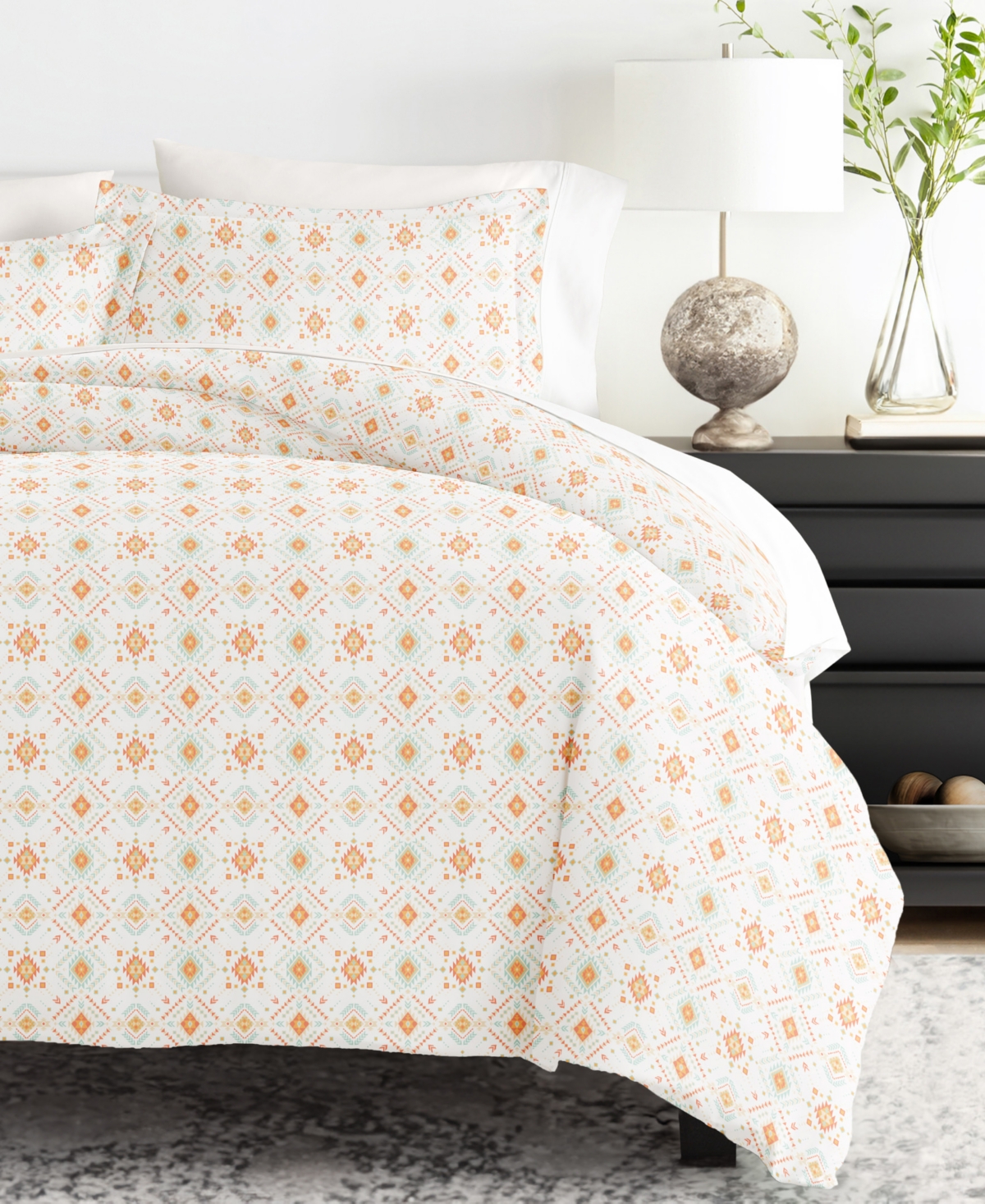 Ienjoy Home Home Collection Premium Ultra Soft Alps Chevron Pattern 3 Piece Duvet Cover Set, Twin/twin Xl In Coral Aztec