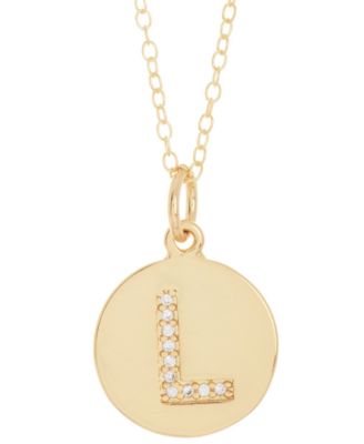 18" Chain 14K Gold Plated Disc Necklace with Crystal Engraved Letter Necklace