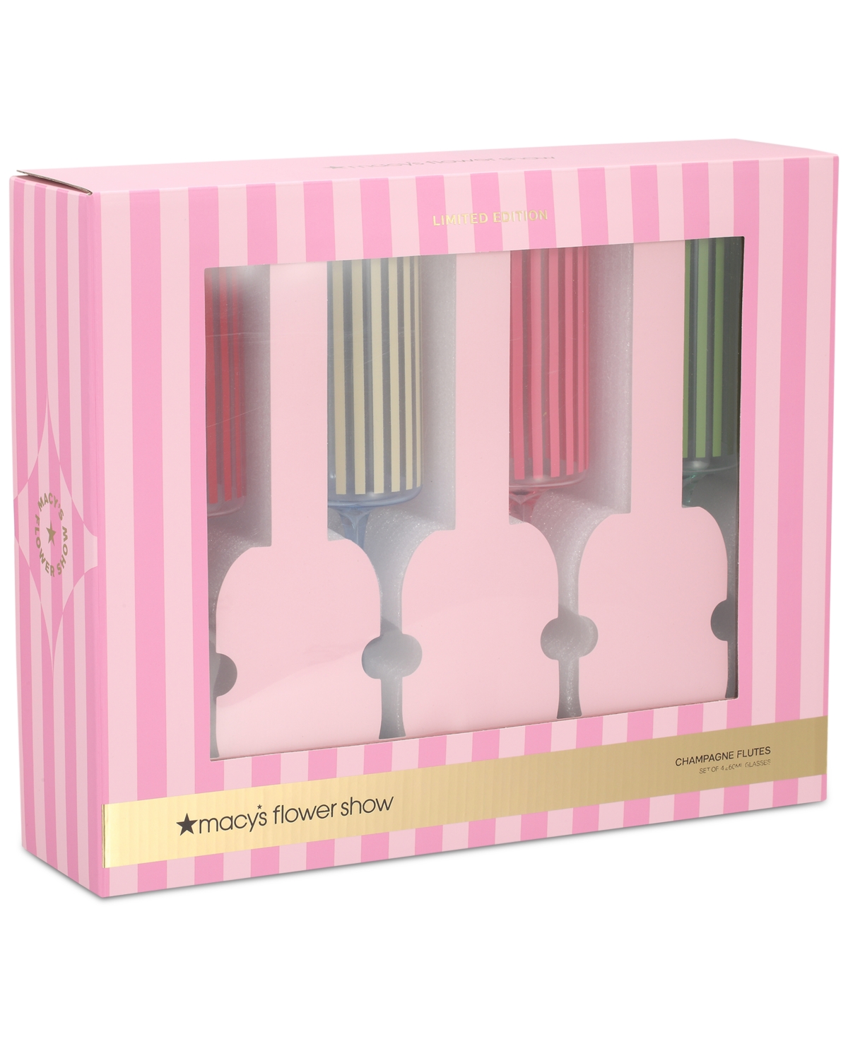 MACY'S FLOWER SHOW 4-PC. STRIPED CHAMPAGNE FLUTES, EXCLUSIVELY AT MACY'S 