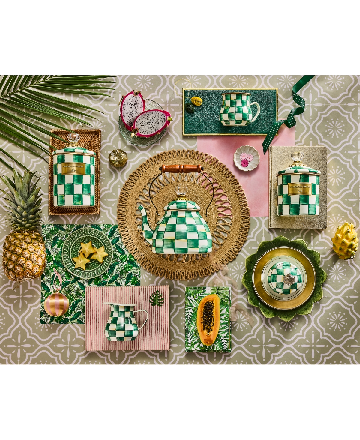 Mackenzie-childs Emerald Check Small Canister