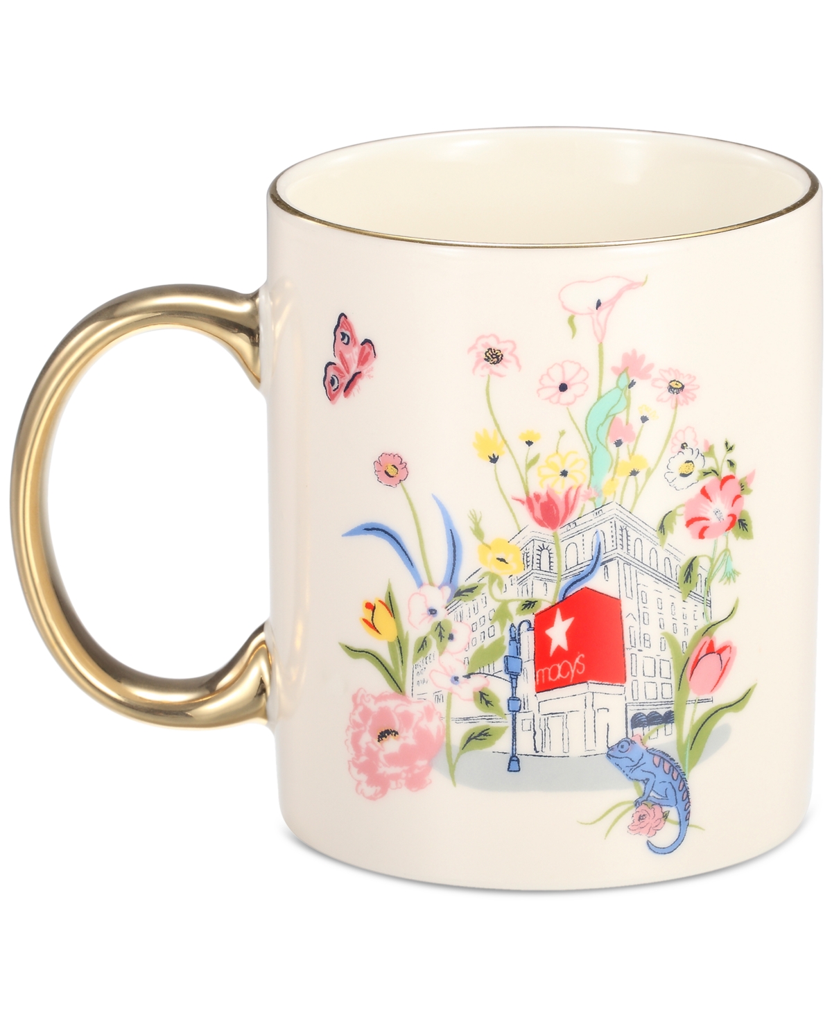 Macy's Flower Show Ceramic Gold-trim Coffee Mug, Exclusively At  In White Scenic