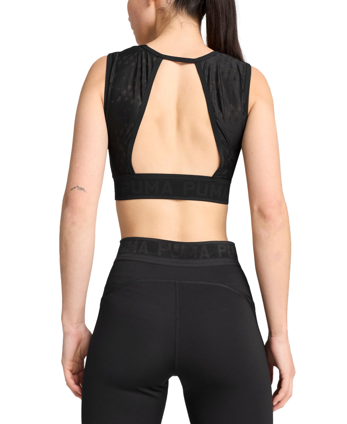 Puma Women's Move Lace Mesh Mid-impact Sports Bra In  Black