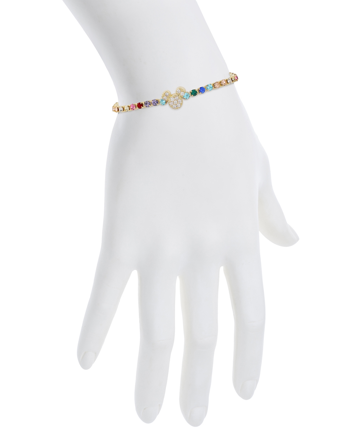 Disney Multi-color Crystal And Cubic Zirconia Mickey Mouse Bracelet In Gold