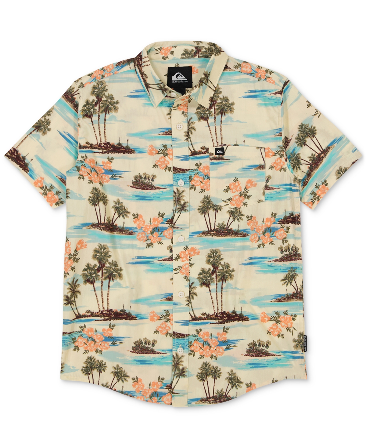 Shop Quiksilver Big Boys Scenic Classic Woven Cotton Shirt In Pale Yellow