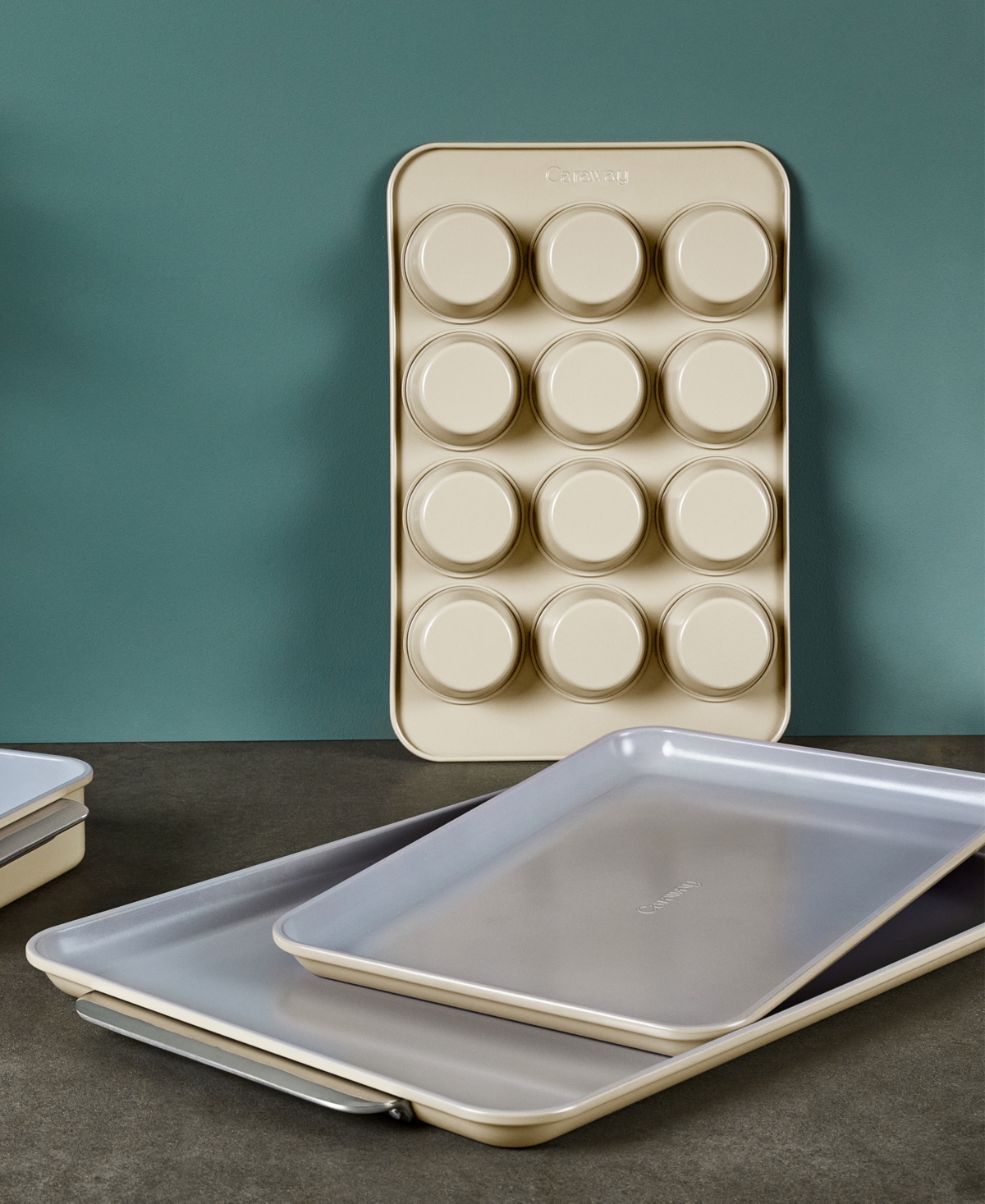 Shop Caraway Nonstick Ceramic 2-piece Baking Sheet Duo In Cream