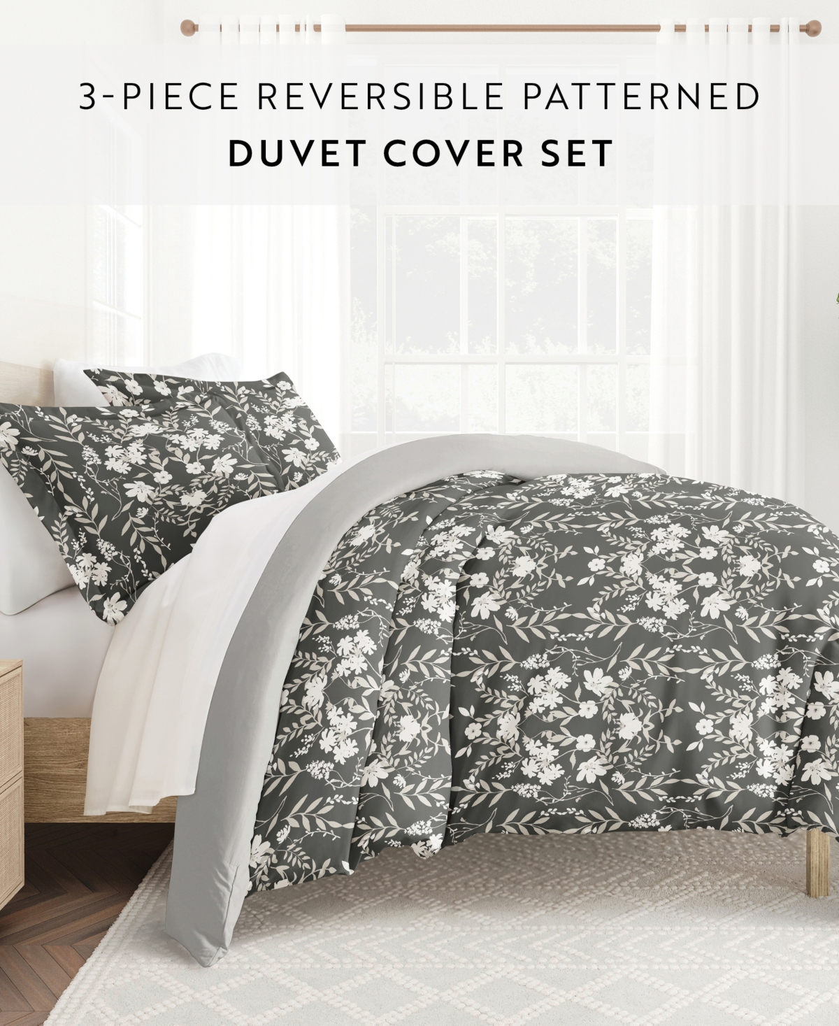 Ienjoy Home Utra Soft Reversible 3-pc. Duvet Cover Set, Full/queen In Gray