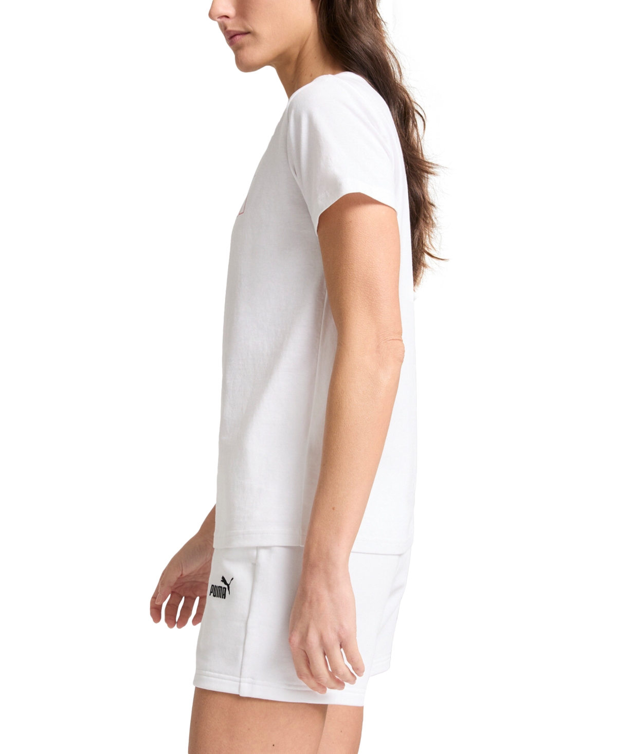 Puma Women's Essential Cotton Admire Script-logo T-shirt In  White