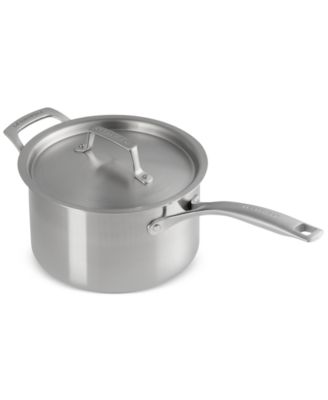 Essential Stainless Steel Round Saucepan with Lid, 4 Qt.