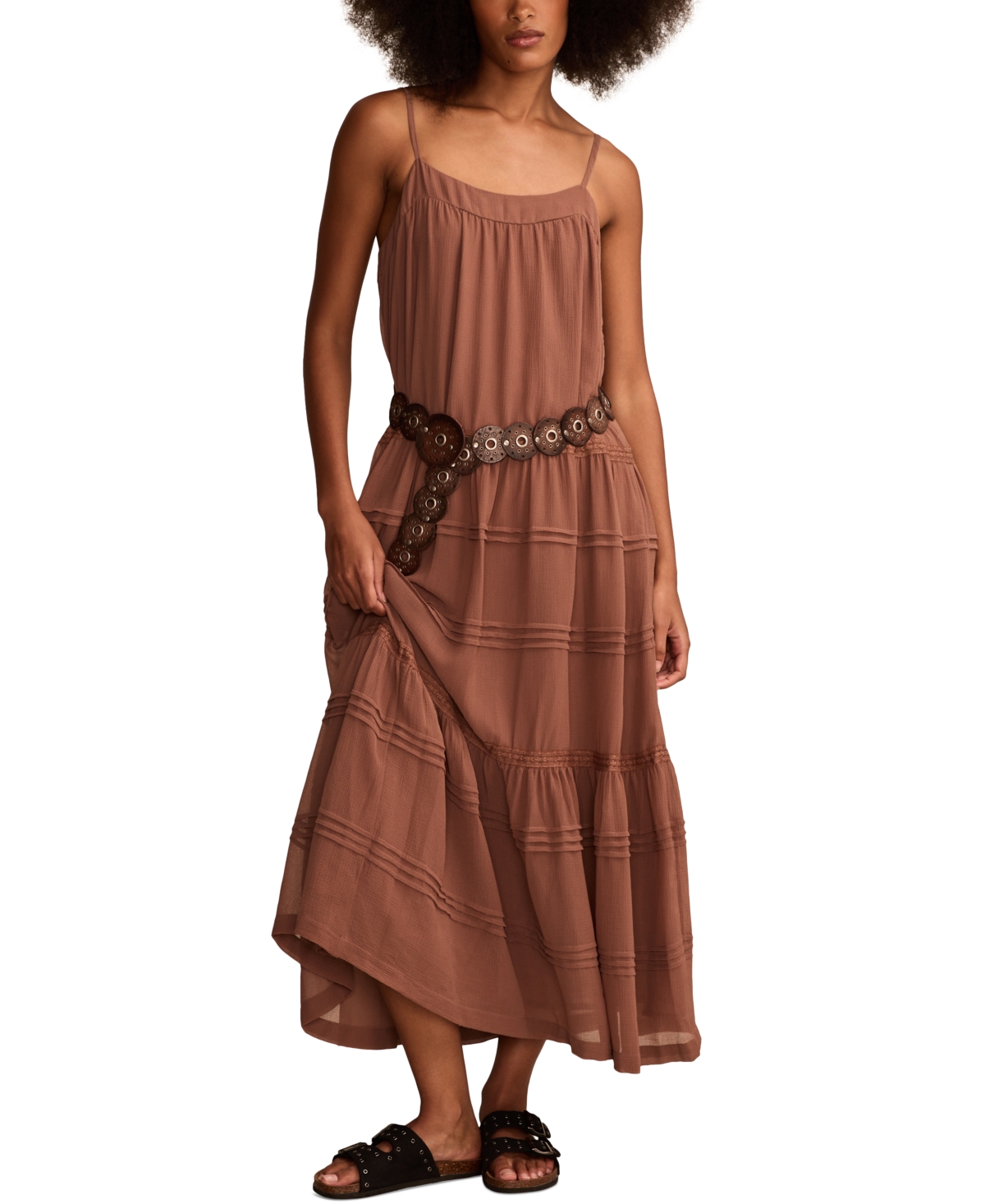 LUCKY BRAND WOMEN'S SPAGHETTI-STRAP PINTUCKED MAXI DRESS 