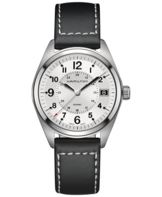 Hamilton - Men's Swiss Khaki Field Black Leather Strap Watch Watch 40mm H68551753