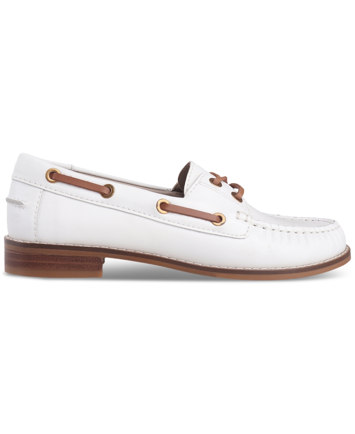 Giani Bernini Women's Lylaa Memory Foam Boat Shoe Loafers, Created For Macy's In White Leather