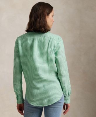 Women's Classic-Fit Striped 100% Linen Shirt 