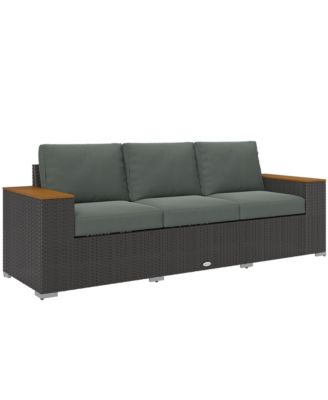 3-Seat Wicker Outdoor Sofa with Wide Deep Seat Patio Couch