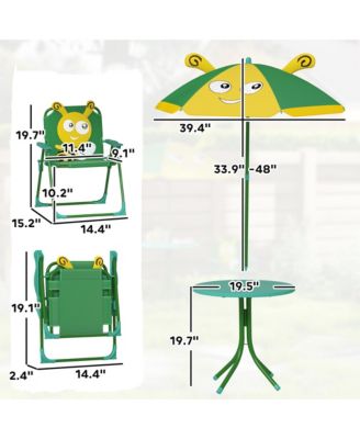 Kids Picnic Table and Chair Set with Height Adjustable Umbrella,