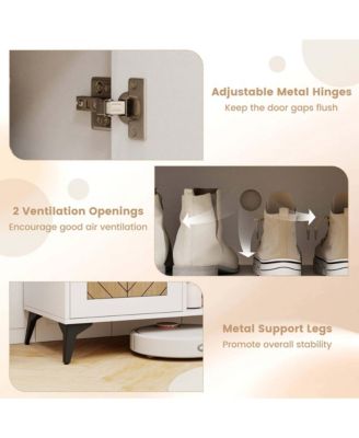 6-Tier Shoe Cabinet with Drawer 6 Removable Shelves Ventilation Openings Metal Legs