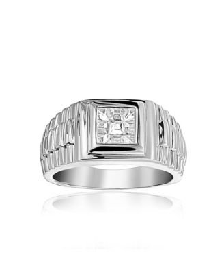 Big Square Cubic Zirconia Statement Ring .925 Sterling Silver