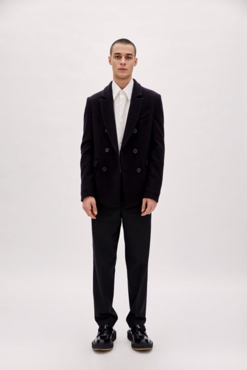 Мужской пиджак PCFG Wool and Cashmere Blend Double Breasted Blazer, цвет: Чёрный