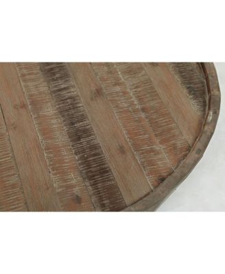 Conundrum Modern Distressed Solid Acacia Coffee Table, Wire Brush Grey Wash