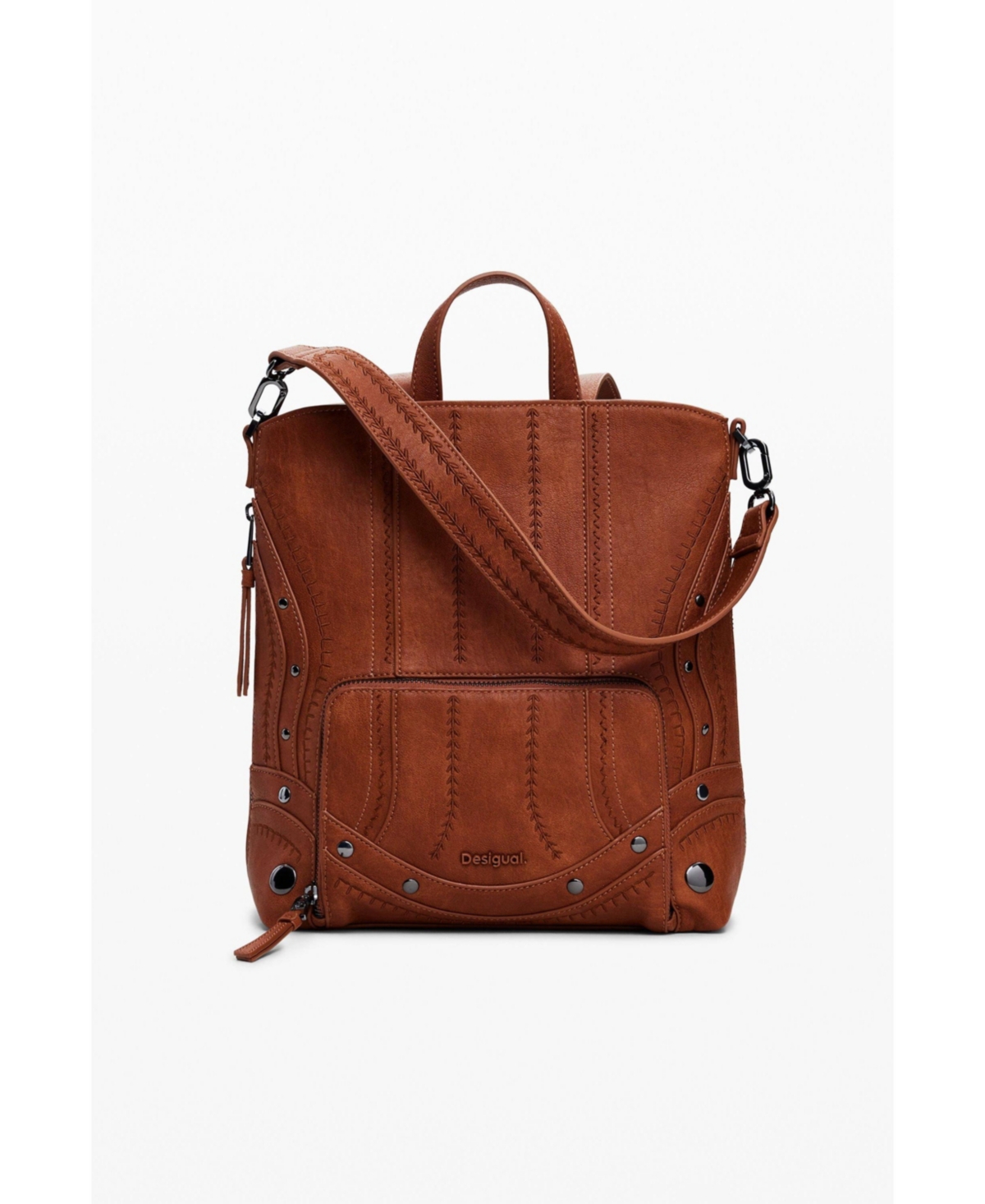 Women's Medium embroidered backpack - Camel
