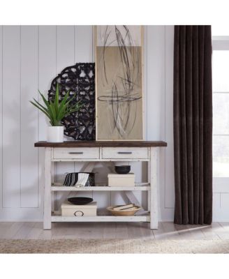 Farmhouse Server in Two Tone White w/ Wood Tone Top