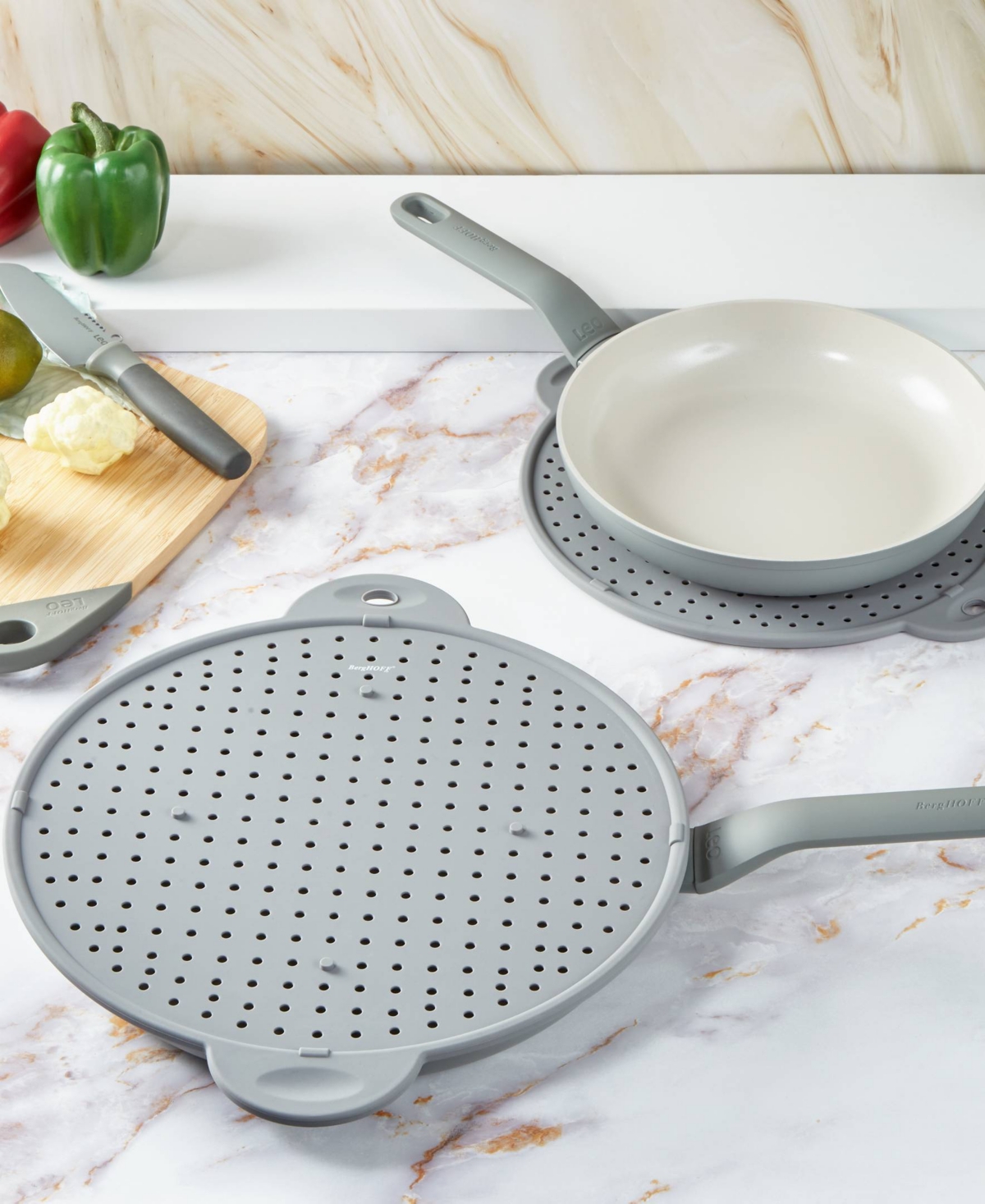 Berghoff Silicone 11" Splatter Screen With Dual Handles In Gray