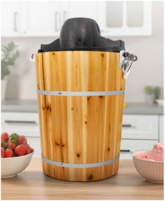 6 Quart Old Fashioned Pine Bucket Electric/Manual Ice Cream Maker