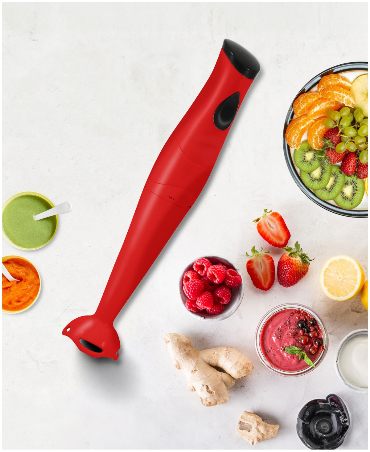 Elite Cuisine Hand Blender With Detachable Wand In Red
