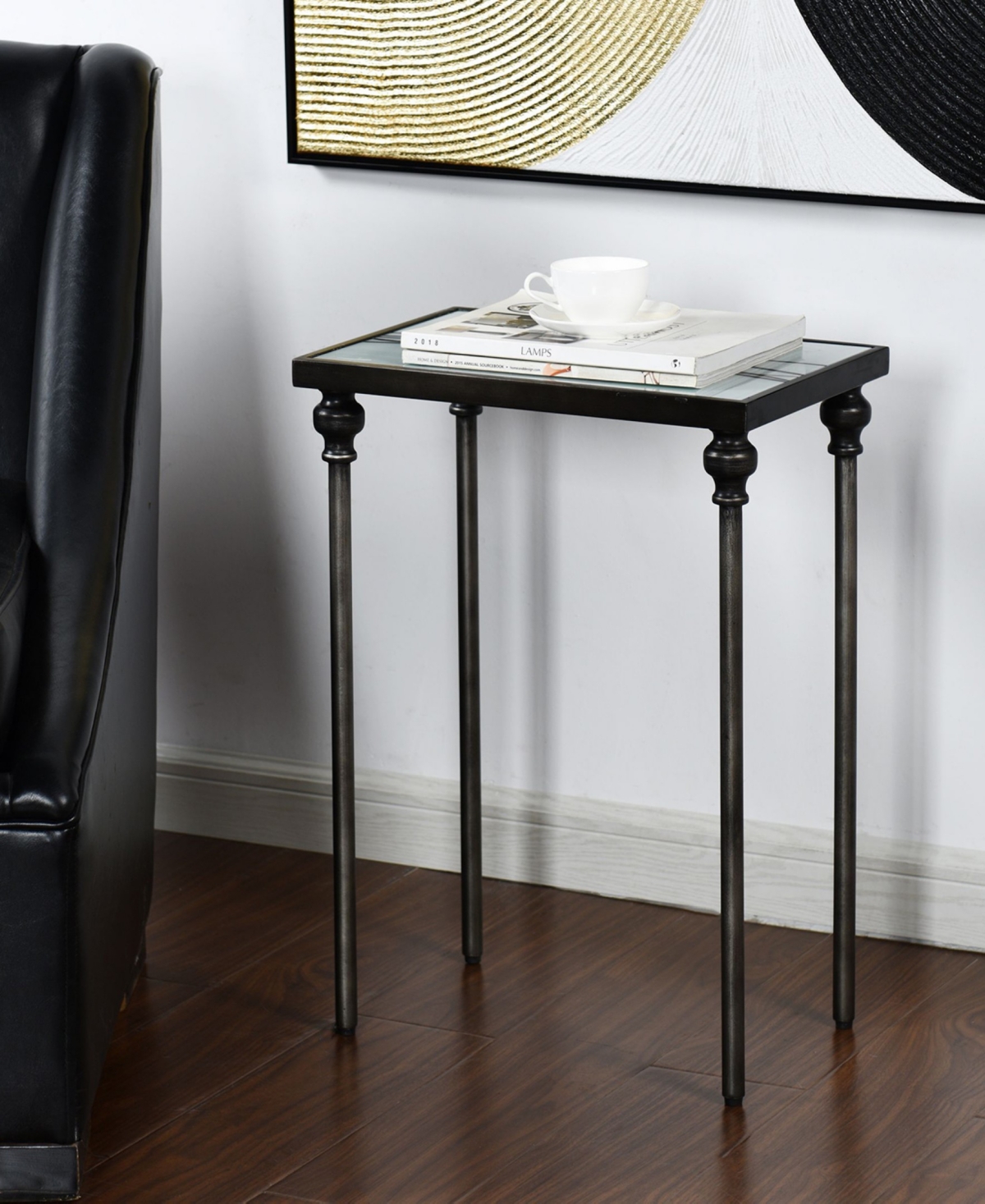 Stylecraft Home Collection 11" Iron Austin Allen James Petite Frame Contemporary Side Table In Black