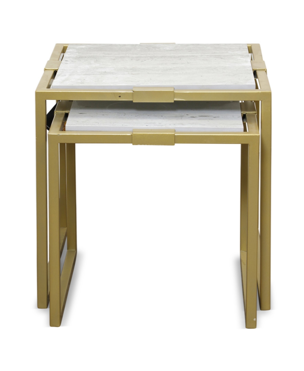 Stylecraft Home Collection 2-pc. Marble Modern Tables In White Marble