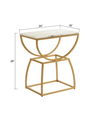 16" Marble Norman Wyatt Home Loren Elliptical Side Table