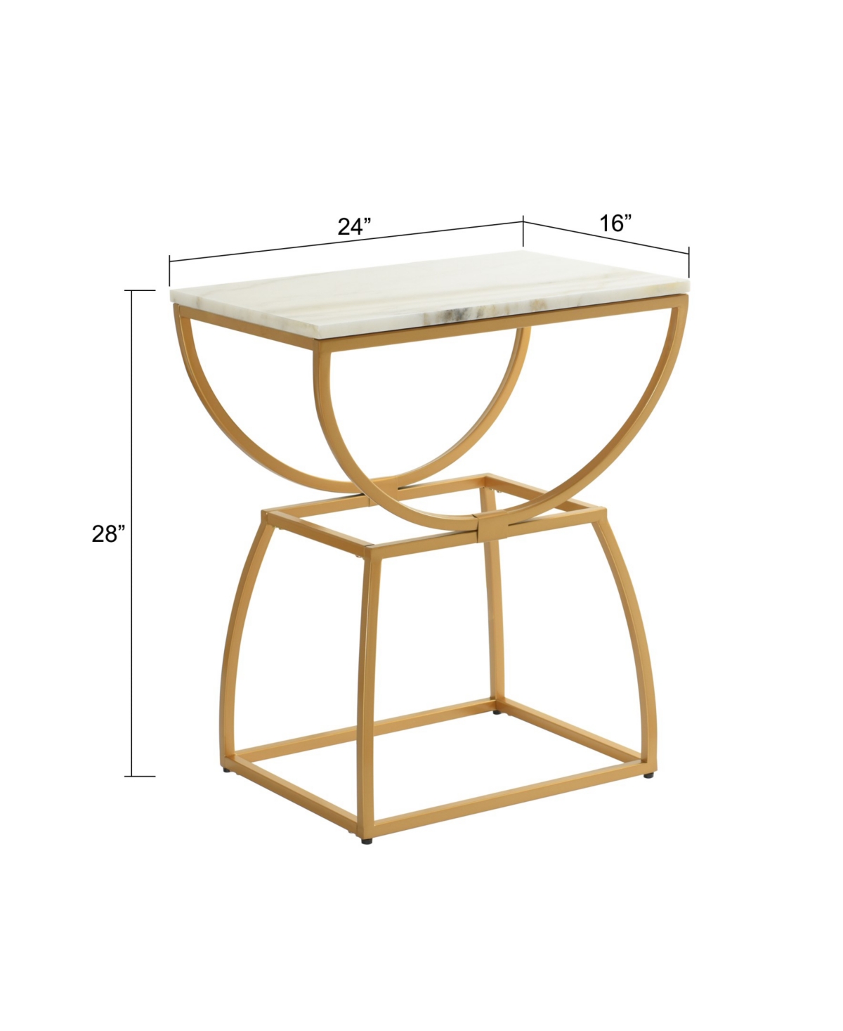 Stylecraft Home Collection 16" Marble Norman Wyatt Home Loren Elliptical Side Table In White