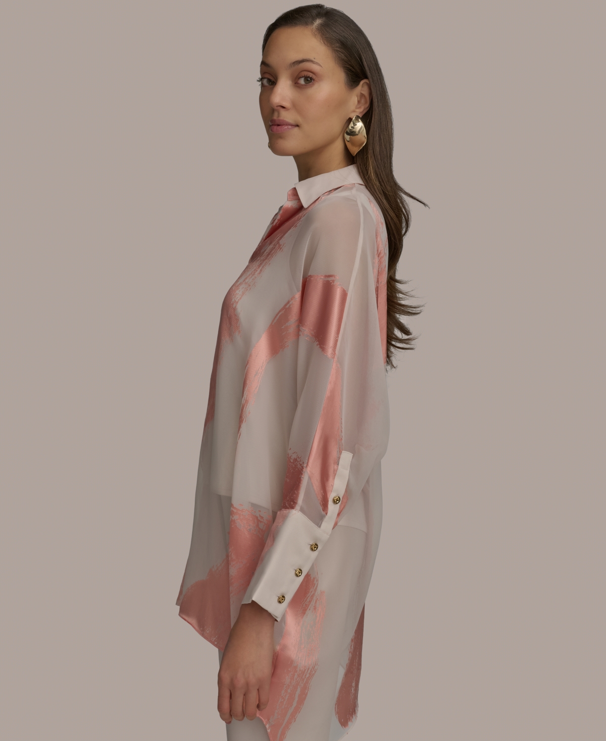 Shop Donna Karan Women's Brushstroke Burnout Tunic In Apricot Combo