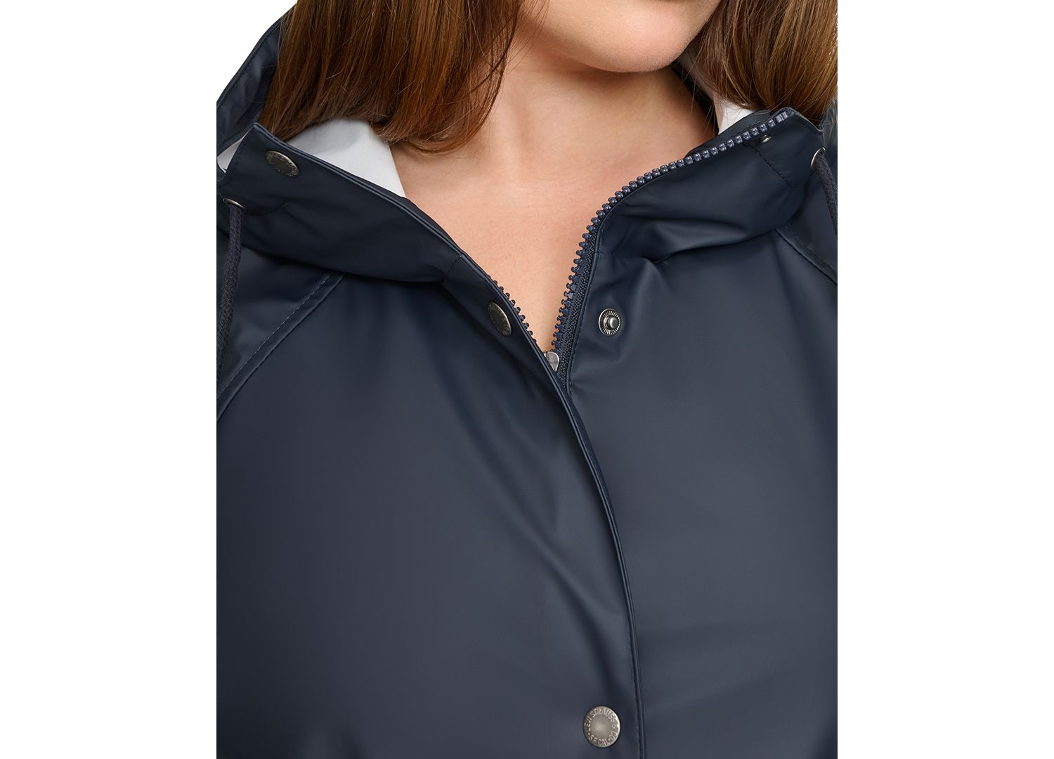 Plus Size Raglan-Sleeve Hooded Rain Jacket