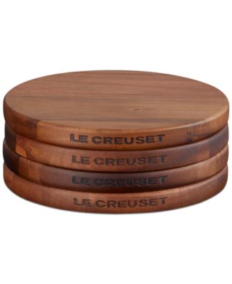 Le Creuset Set of 4 Magnetic Round Wooden Trivets - Macy's
