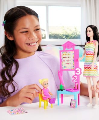 Teacher Doll with Blonde Fashion Doll, 1 Toddler Doll, & Teaching Accessories