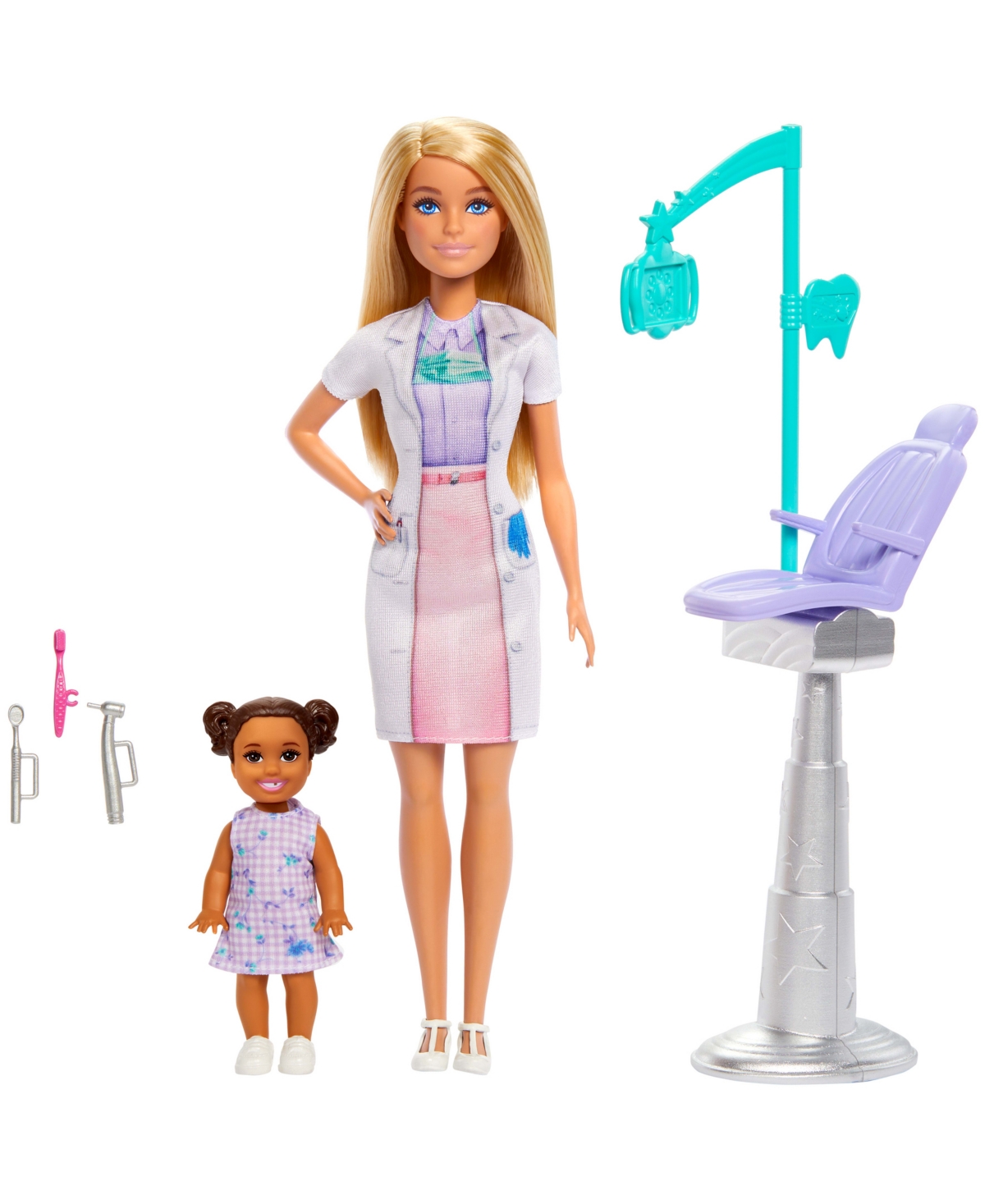 BARBIE DENTIST DOLL WITH BLONDE FASHION DOLL, 1 KID DOLL, MEDICAL DOCTOR FURNITURE & ACCESSORIES 