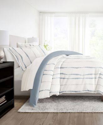 Reversible Floral & Geometric Pattern 3 piece Duvet Cover Set, Full/Queen