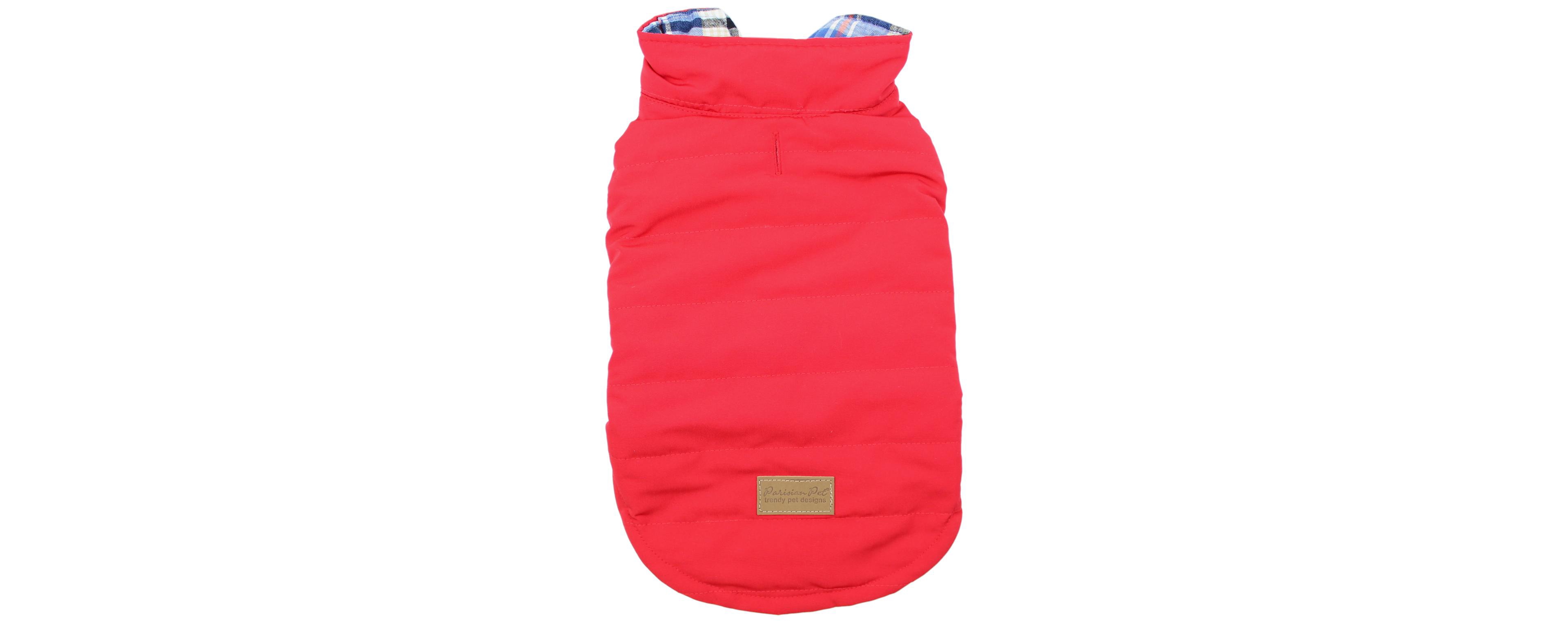 Parisian Pet Plaid Reversible Red Dog Jacket