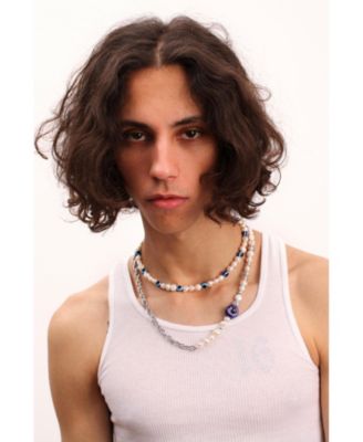 Natural Pearl Necklace With Eye Ceramic Beads 16&iquest;