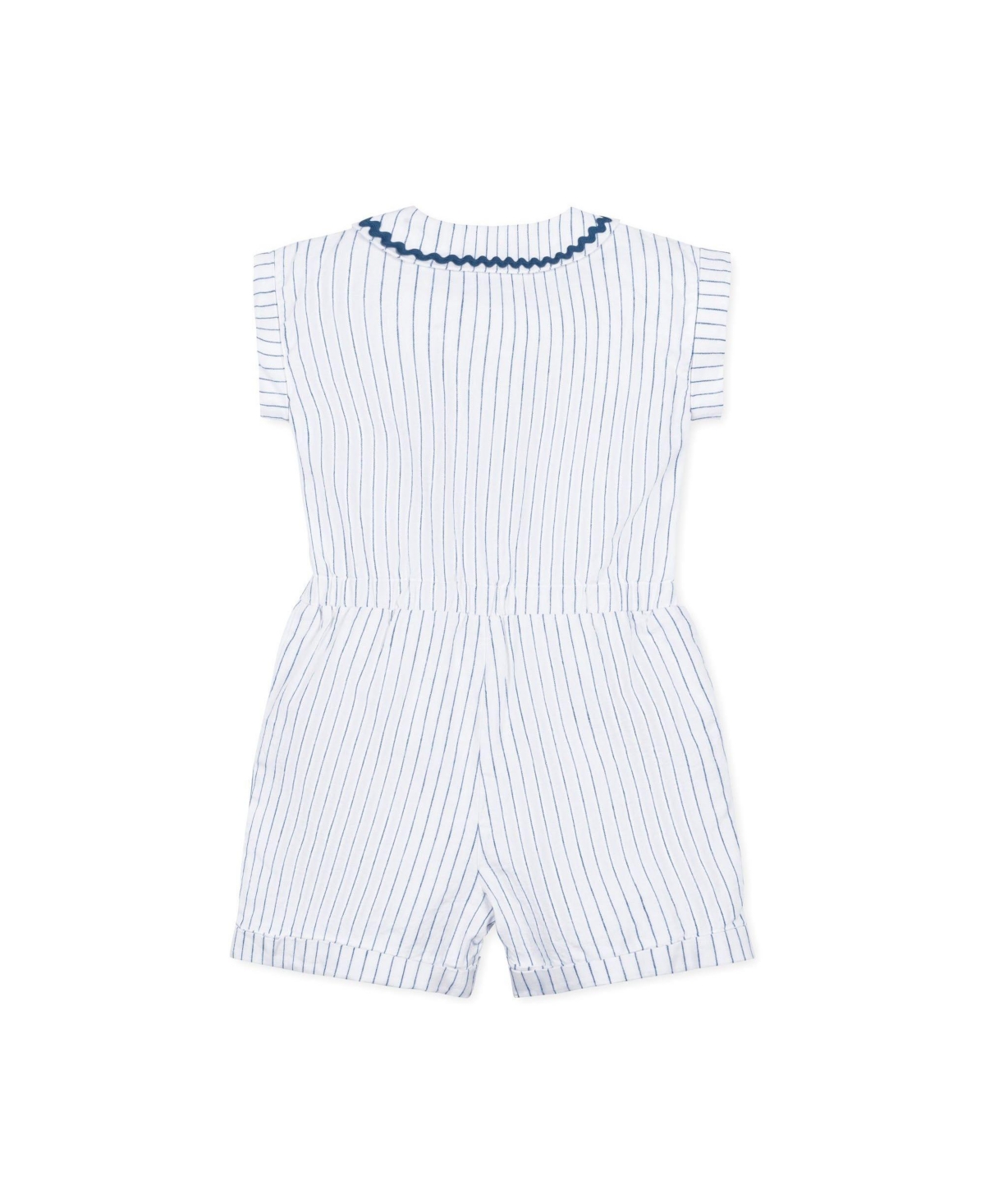 Hope & Henry Girls' Linen Peter Pan Collar Button Front Romper