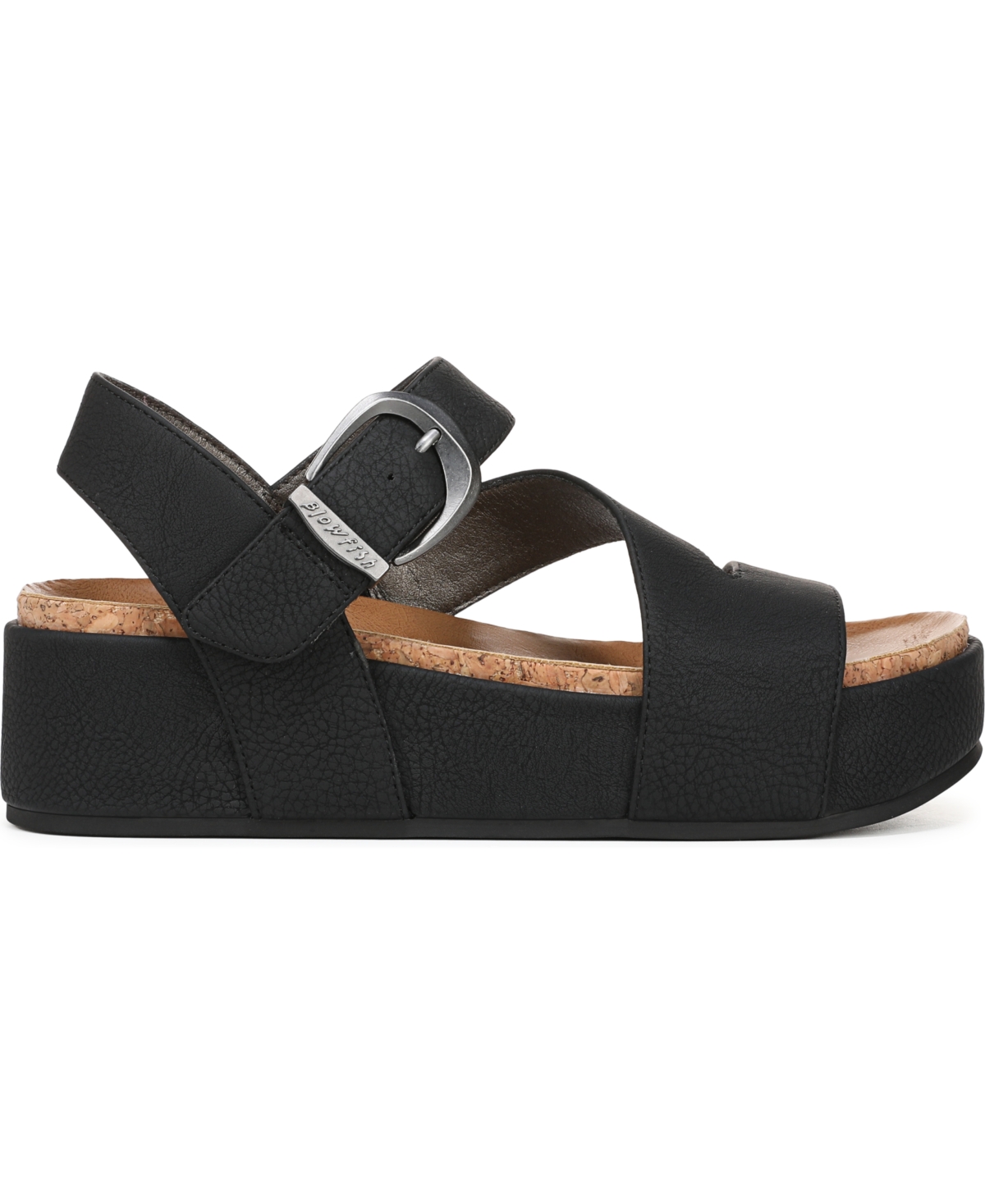 Shop Blowfish Malibu Women's Isabel Strappy Open Round Toe Platform Sandals In Black Faux Nubuck
