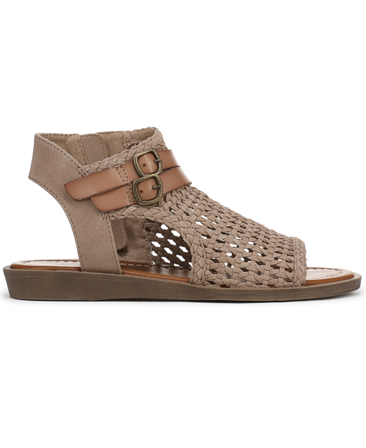 Shop Blowfish Malibu Women's Dream Strappy Low Wedge Sandals In Oak Faux Suede