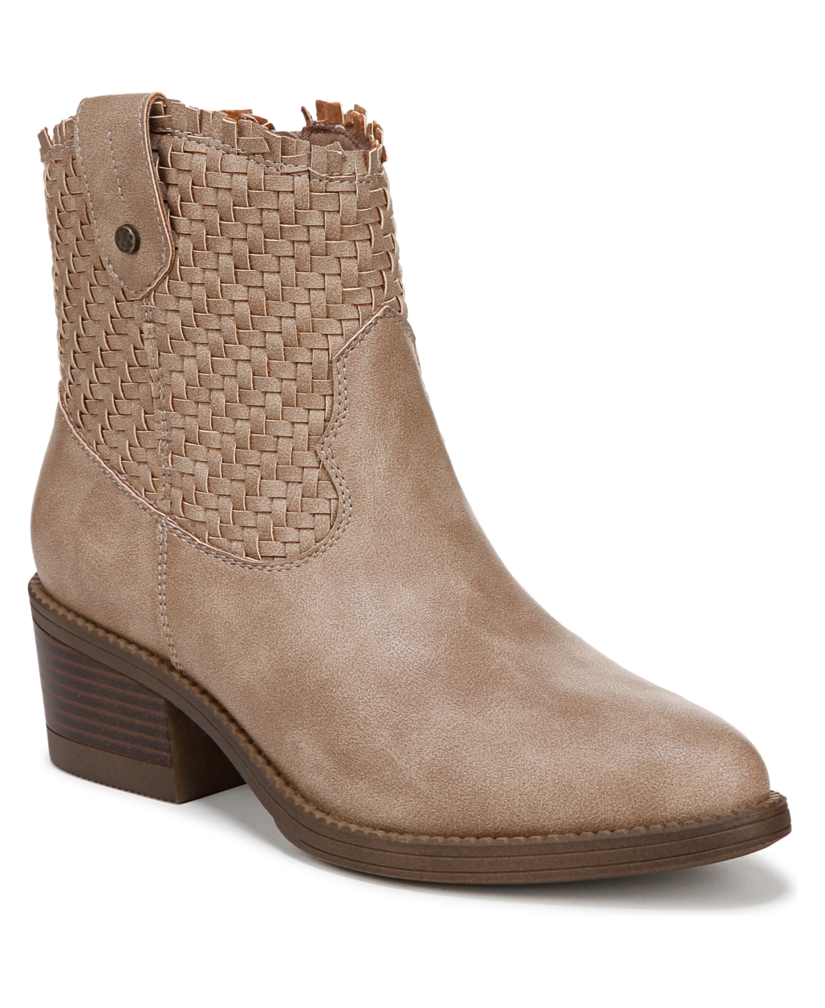 Blowfish Malibu Women's Ricky Block Heel Western Short Boots In Taupe Woven Faux Leather