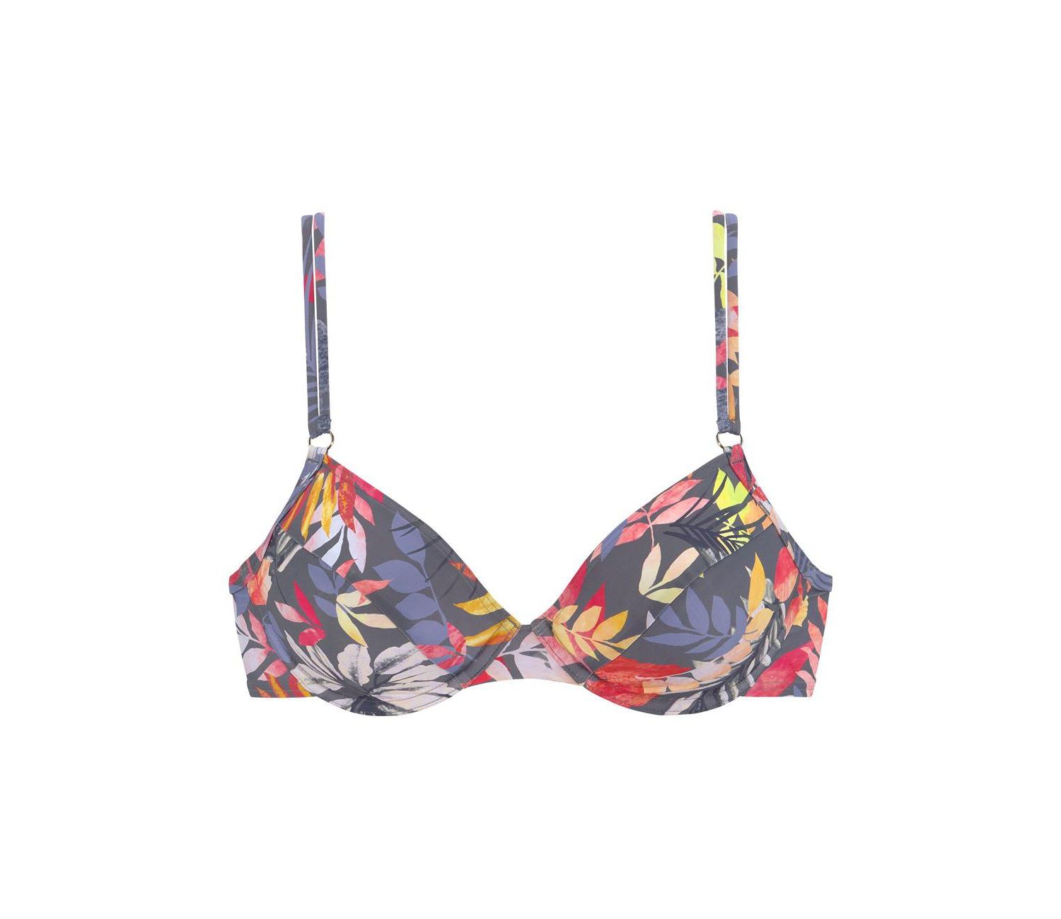 Women's Tropical Print Removable Pads Underwire Bikini Top