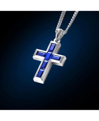 Men's Cross Pendant 925 Sterling Silver Rhodium Plated with Clasp