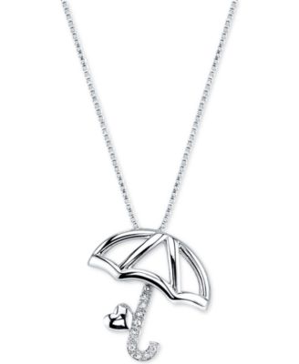 Disney - Pinocchio Umbrella Crystal Pendant Necklace in Sterling Silver