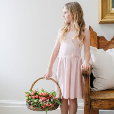 Big Girls Heirloom Sleeveless Pleated Sweater Dress with Bow