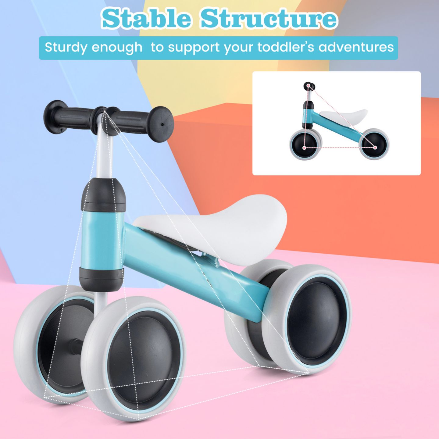 Детская игрушка Slickblue 4-Wheel No-Pedal Balance Bike, от 2 лет, цвет: Синий — фото 6