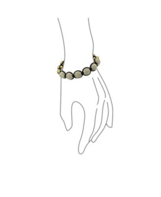 Black White Gold Tone Chain Link Bracelet with Crystal Ball Beads Cord