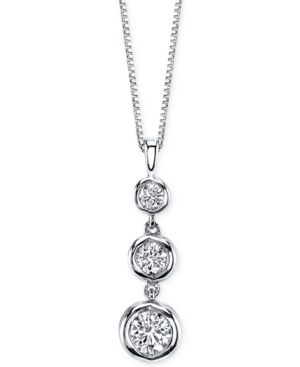 image of Sirena Diamond Three Stone Drop Pendant Necklace (1/2 ct. t.w.) in 14k Gold or White Gold